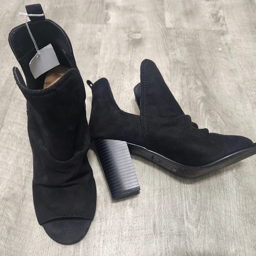 Women's Slip-On Open Toe Peep Toe Ankle Boots Suede Black - Size 8.5 *NWT* - Picture 9 of 9